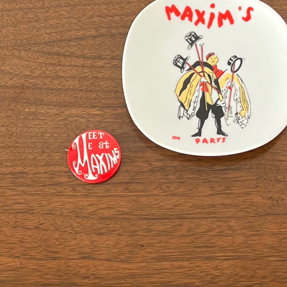 Vintage Maxim’s of Paris Button Pin, Very Rare.